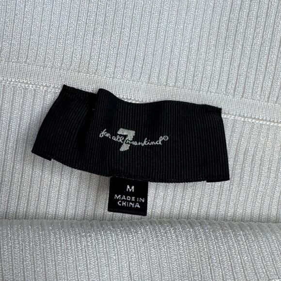 7 FOR ALL MANKIND Women’s White Ribbed Off Shoulder Fitted Blouse - Picture 4 of 11